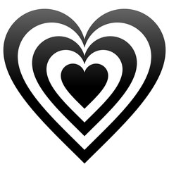 Heart target symbol icon - black gradient, isolated - vector