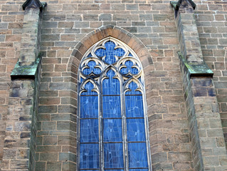 Fragment of the building.St. Paul's Church frets.City Bünde. Germany.