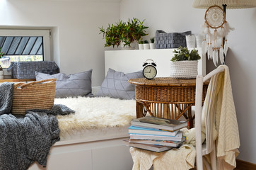 white and grey interior in scandinavian style