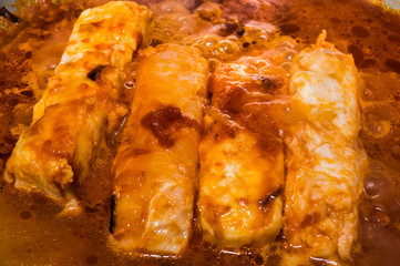 Cod Fillet Close-up with the sauce Cooking Photograph Macro