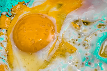 eggs in a pan beef eye eggs preparation and cooking Close-up photograph