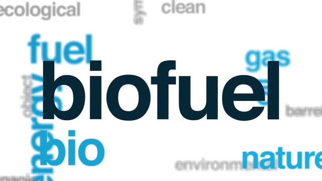 Biofuel animated word cloud. Kinetic typography.
