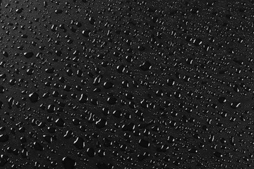 Water droplets on black background and texture