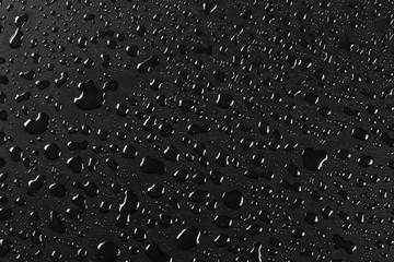 Water droplets on black background and texture