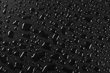 Water droplets on black background and texture