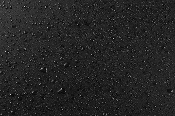 Water droplets on black background and texture