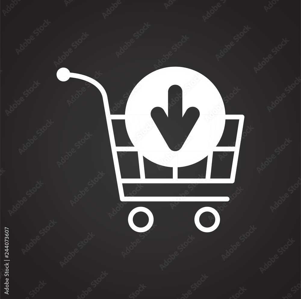Poster online shopping cart add icon on white background for graphic and web design, modern simple vector s