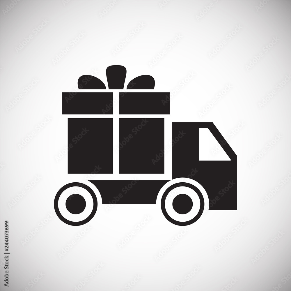 Poster online shopping delivery box icon on white background for graphic and web design, modern simple vect