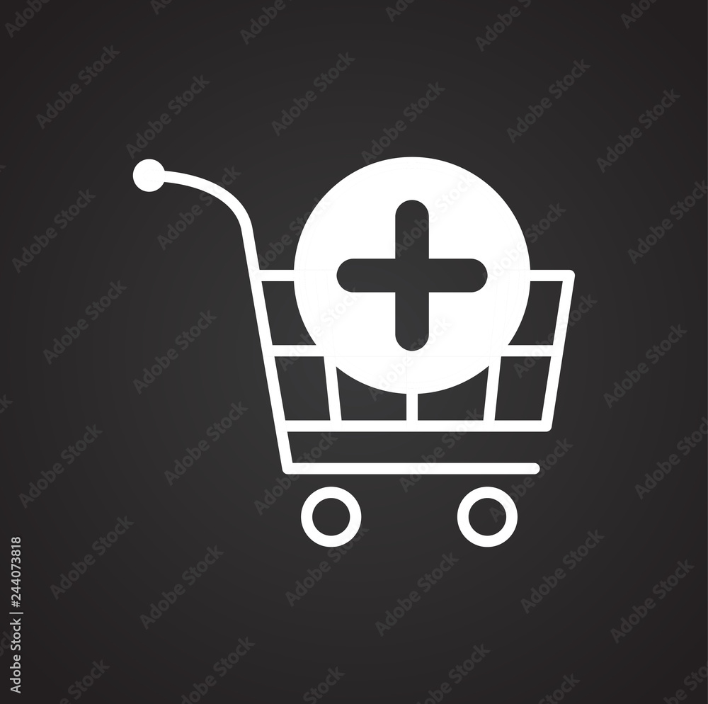 Poster online shopping cart add icon on white background for graphic and web design, modern simple vector s