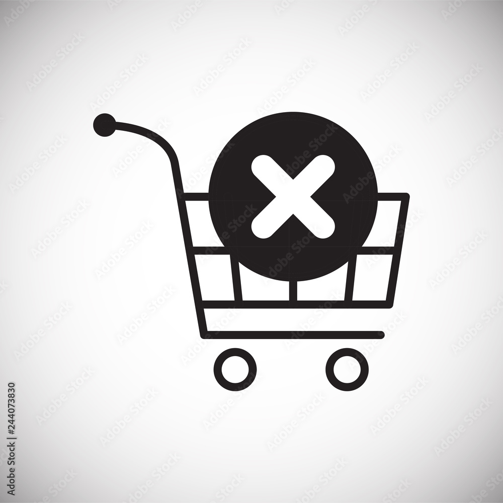 Poster online shopping cart remove icon on white background for graphic and web design, modern simple vecto