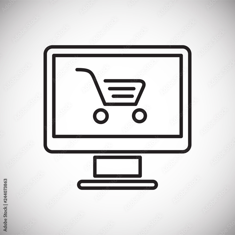 Poster online shopping icon on white background for graphic and web design, modern simple vector sign. inte