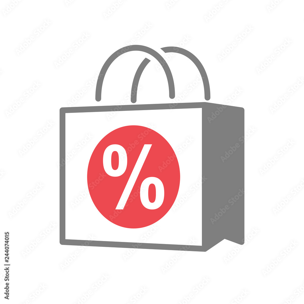 Poster online shopping bag icon on white background for graphic and web design, modern simple vector sign. 