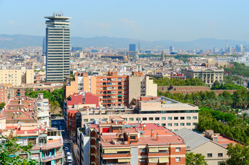 Beautiful top view on Barcelona, Spain