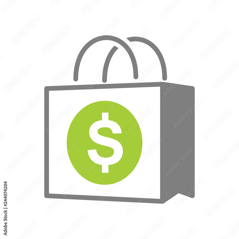 Poster online shopping bag icon on white background for graphic and web design, modern simple vector sign. 