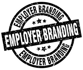 employer branding round grunge black stamp