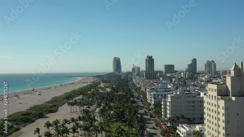 Drone Stock Footage Flying Over Ocean Drive Miami Beach
