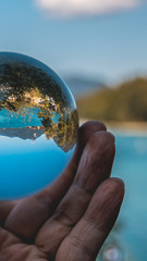 Smartphone HD wallpaper of crystal ball alpine landscape shot at the Walchensee - Bavaria - Germany