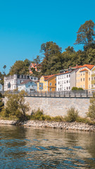 Fototapeta na wymiar Smartphone HD wallpaper of beautiful view at Passau - Danube - Bavaria - Germany