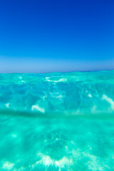 tropical Maldives island with white sandy beach and sea