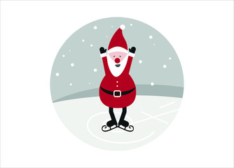 cute little santa claus ice skating doing pirouettes © xymbolino