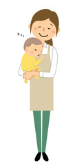 エプロンの女性　赤ちゃん