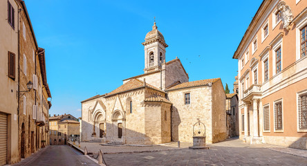 Fototapeta na wymiar SAN QUIRICO D ORCIA Ancient town in Siena region in Tuscany