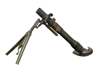 mortar cannon gun isolated white background .mortar from the Second World War