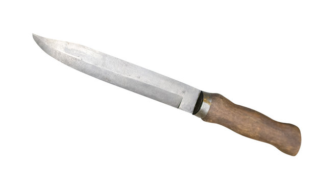 knife with wooden handle solated on white background .traditional Finnish knife puukko