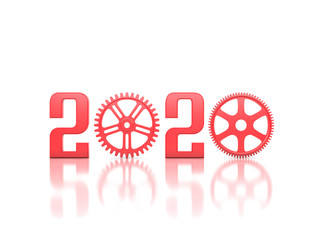 Obraz premium New Year 2020 Creative Design Concept with Gears - 3D Rendered Image