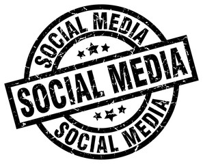 social media round grunge black stamp