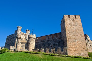 Fototapeta na wymiar Castle of the Knights Templar, is a castle-fortress built by the Knights Templar in Ponferrada, Spain