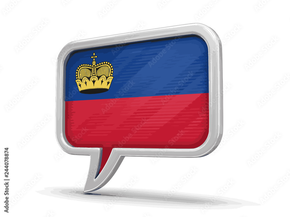Poster speech bubble with liechtenstein flag. image with clipping path
