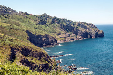 Coast in the Cantabrian sea in the Basque Country on a sunny day.