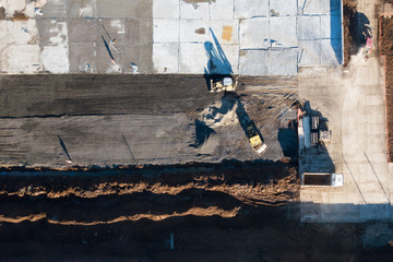 Construction site. The view from the top. Copy space.