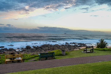 Picturesque and rocky Ballito beach in north Durban , KZN South