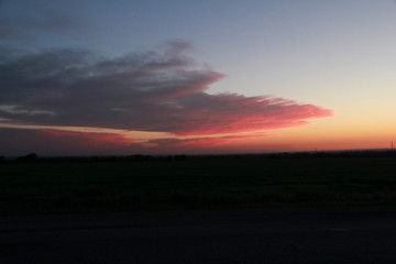 Clouds in pink sunset