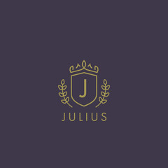 Fototapeta na wymiar Initials letter J logo business vector template. Crown and shield shape. Luxury, elegant, glamour, fashion, boutique for branding purpose. Unique classy concept.