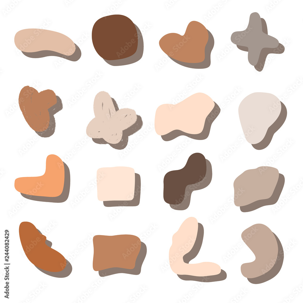 Poster brown abstract modern and stylish digital background with different shapes. memphis brown pattern. c