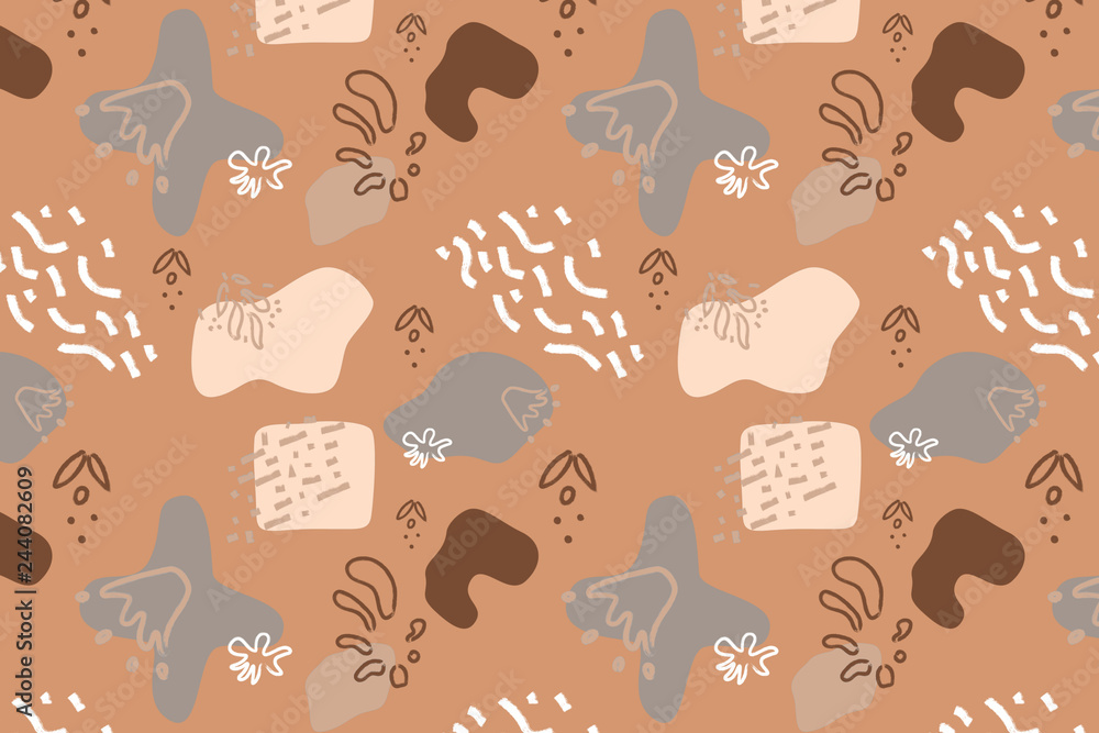 Aufkleber brown abstract modern and stylish digital background with different shapes. memphis brown pattern. c