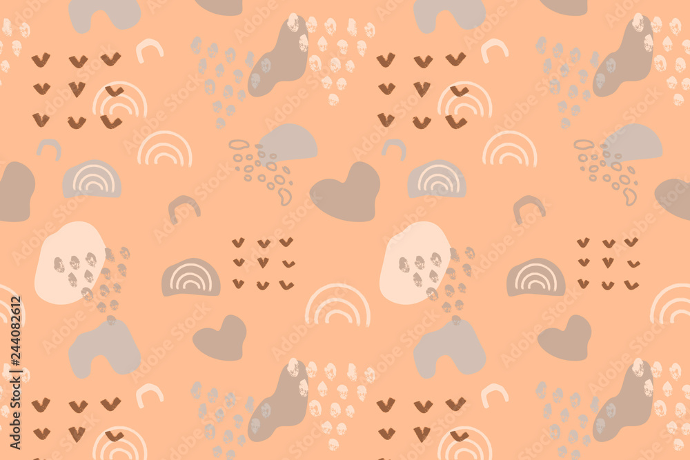 Aufkleber brown abstract modern and stylish digital background with different shapes. memphis brown pattern. c