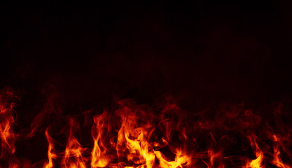 Fototapeta na wymiar Fire with smoke on isolated background. Texture overlays