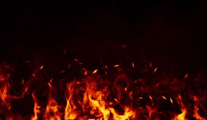 Perftect fire particles embers on background . Smoke fog misty with fire texture overlays