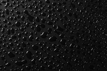 Water droplets on black background and texture