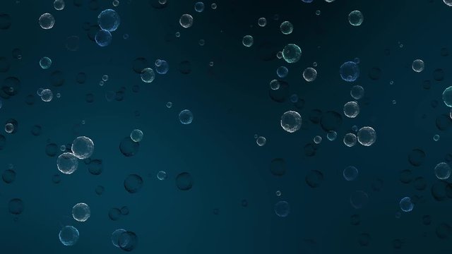 Abstract dark background animation of water with rising bubbles.