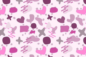 Fototapeta na wymiar Pink abstract modern and stylish digital background with different shapes. Memphis pink pattern. Creative forms.
