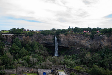 Fototapeta na wymiar Waterfall in basaltic prism park