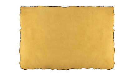 old paper sheet isolated on white background.