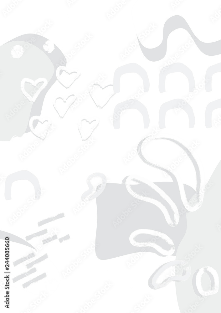 Poster silver abstract modern and stylish digital background with different shapes. memphis silver pattern.