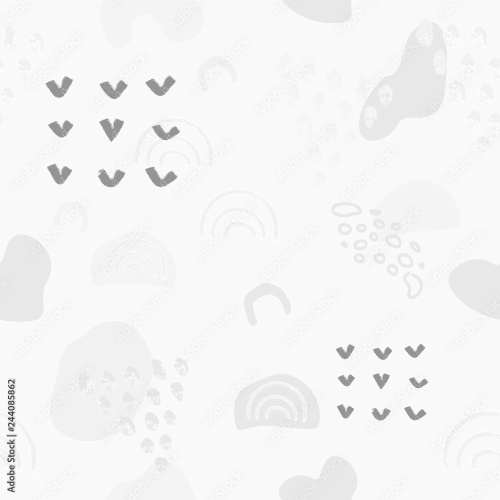 Poster silver abstract modern and stylish digital background with different shapes. memphis silver pattern.