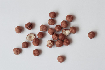 hazelnuts on white background